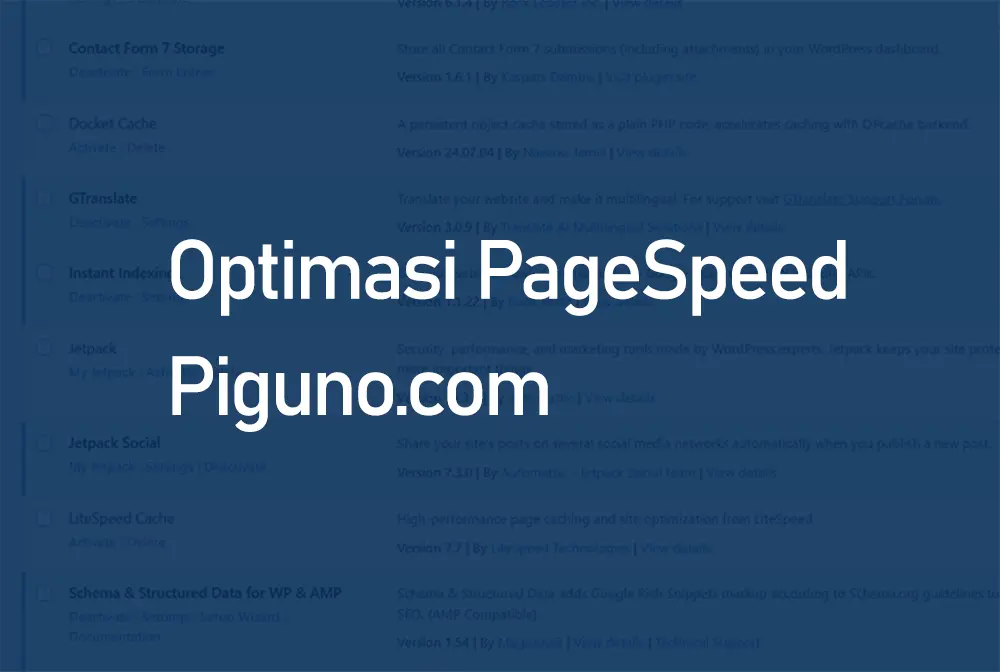 Optimasi PageSpeed Piguno.com